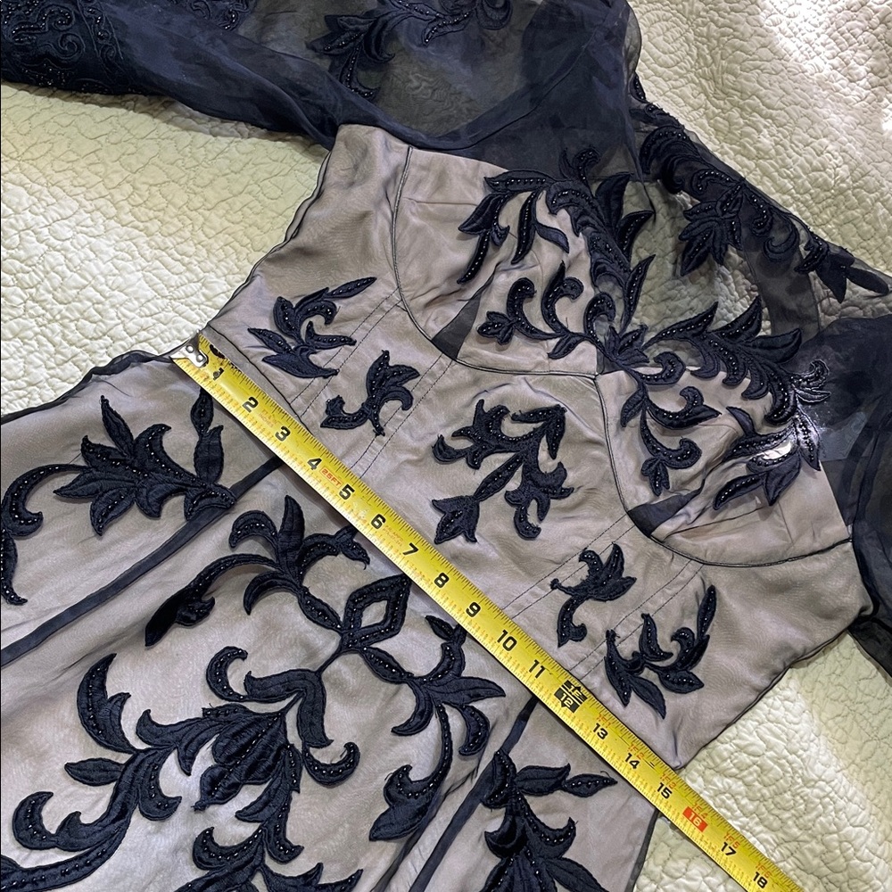sheer beaded dark floral lace corset midi dress - Picture 7 of 10